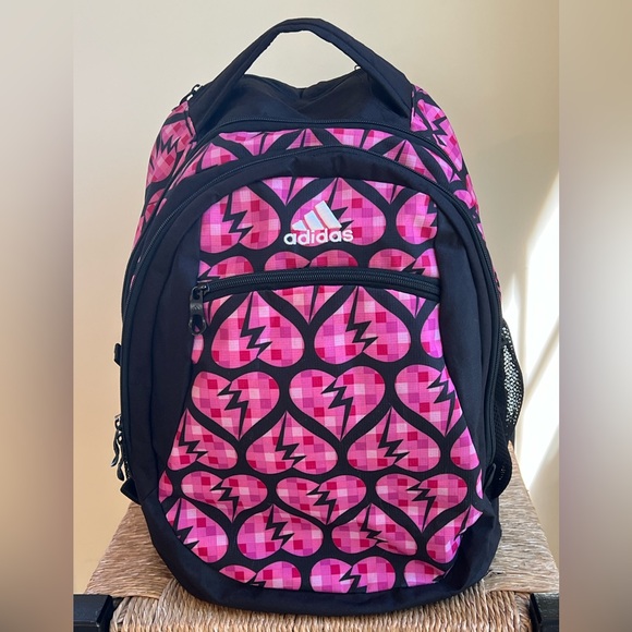 Adidas Load Spring Backpack Large Pockets Pink/Black - Picture 2 of 7